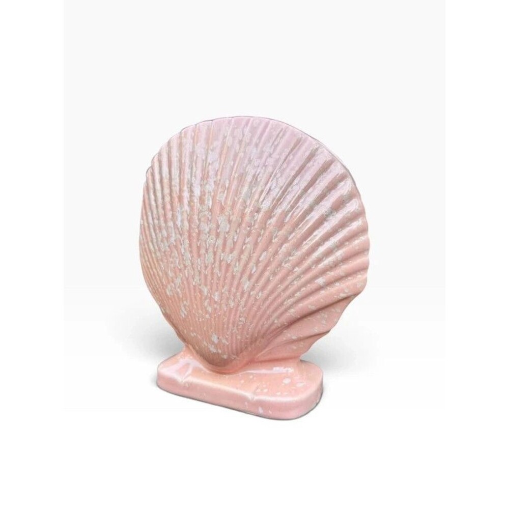 Mermaidcore Coastal Grandma Kitsch Vintage Ceramic Scallop Shell Vase Planter